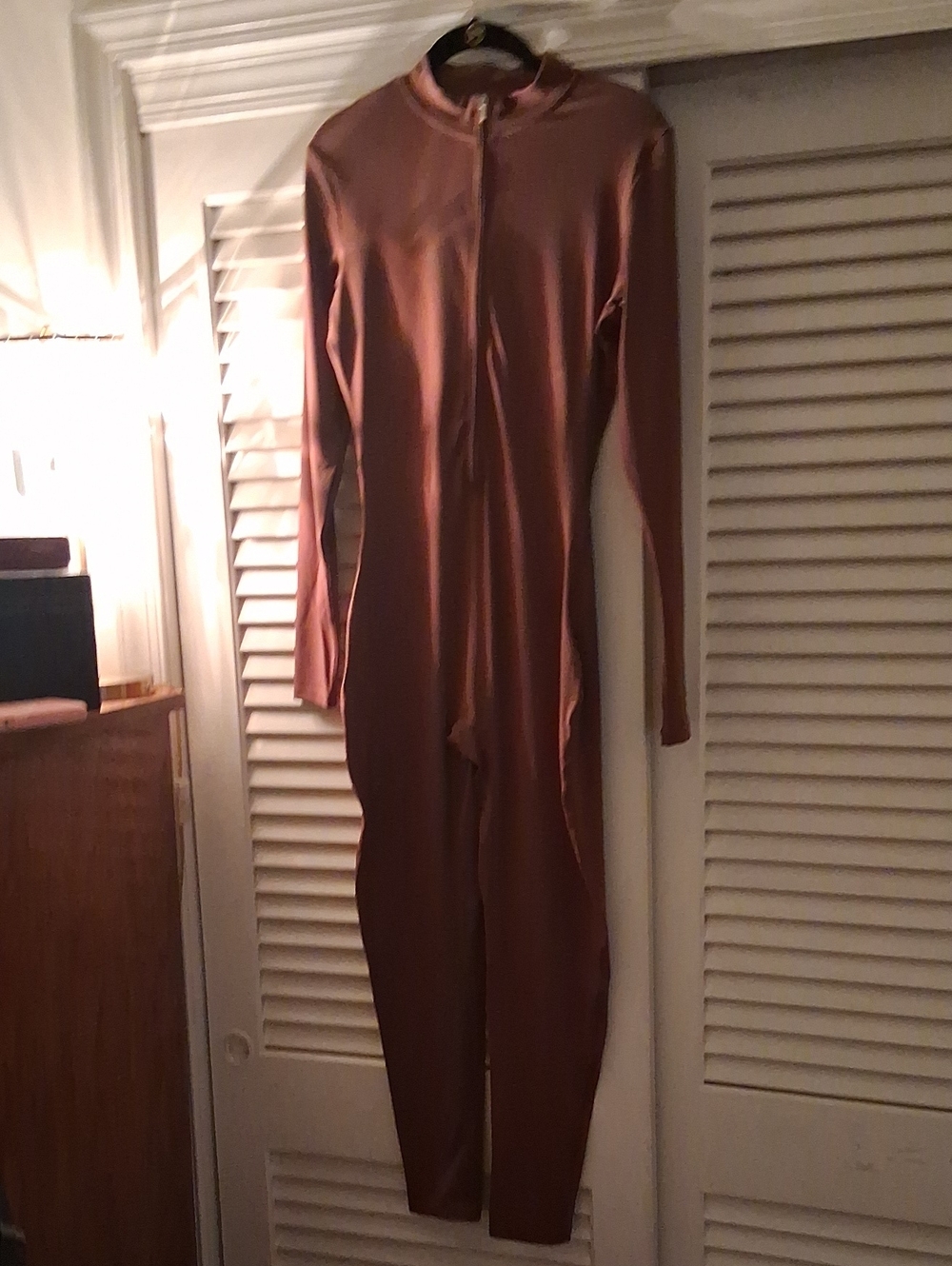 NWOT - No Brand Women's Long-Sleeve Full-Zip Copper Legging Jumpsuit